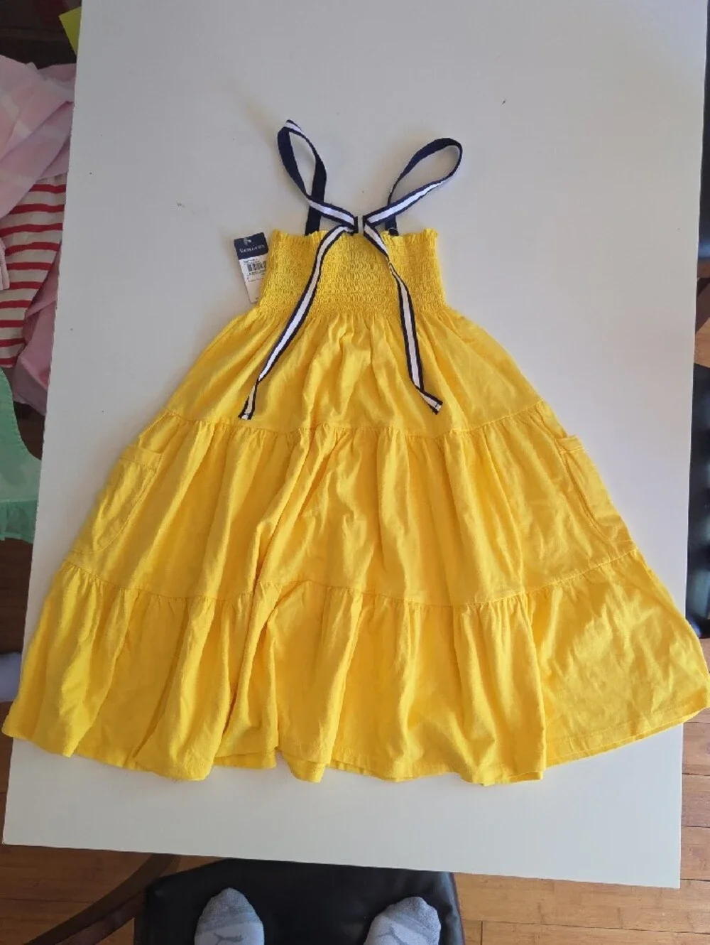 Little Girl's Yellow Tiered Maxi Skirt with Strappy Waistband
